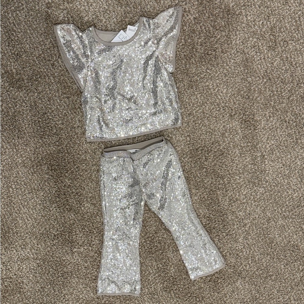 Sparkling Silver Sequin Outfit 2t